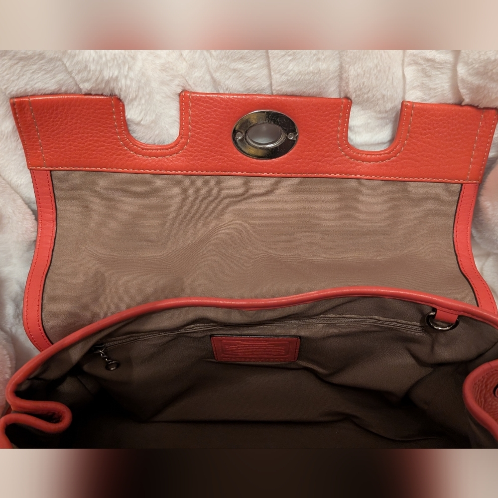 Coach Red Orange Hamilton Turnlock Caryall Shoulder Bag F13091 - Picture 10 of 14